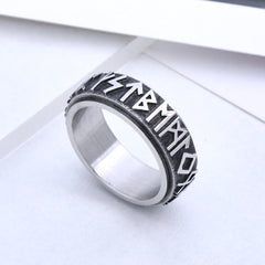 Retro Viking Men Turnning Titanium Steel Ring for Men