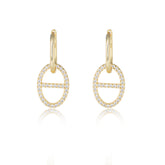 Zircon θ Shape Silver Drop Earrings for Women