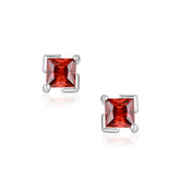 Princess Cut Colourful Zircon Silver Studs Earrings for Women