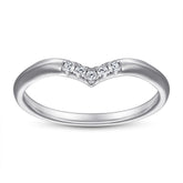V-Shaped with Zircon Silver Ring