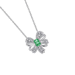1.0Carat Rectangle Green Zircon Bowknot Necklace