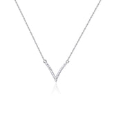 Zircon Letter V Pendant Silver Necklace