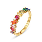 Rectangle Rainbow Zircon Silver Ring