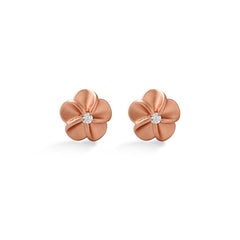 Frosted Plum Blossom with Zircon Silver Stud Earrings for Women