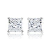 Princess Cut Zircon Silver Studs Earrings for Women
