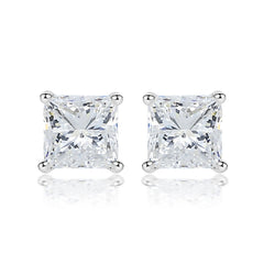 Princess Cut Zircon Silver Studs Earrings for Women