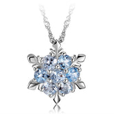 (Pendant Only) Bule Zircon Snowflake Silver Pendant for Women