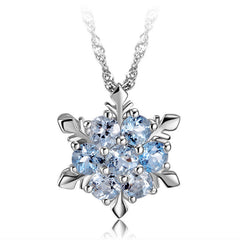(Pendant Only) Bule Zircon Snowflake Silver Pendant for Women