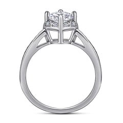 Round Zircon Heart-shape Cathedral Silver Ring