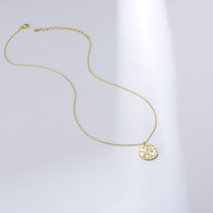 Lion Circle Pendant Sterling Silver Necklace for Women