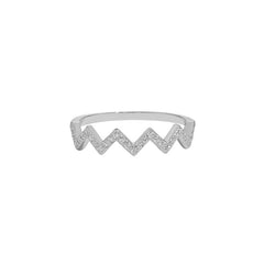 V Shaped Wave Zircon Sterling Silver Ring