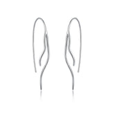 Geometric Shape Long Style Silver Hook Earrings for Women