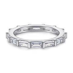 Full Circle Baguette Cut Zircon Silver Ring for Women