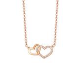 Two Hearts Interlocking with Zircon Silver Necklace for Women