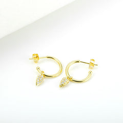 Zircon Bullet Head Silver Hoop Earrings for Women