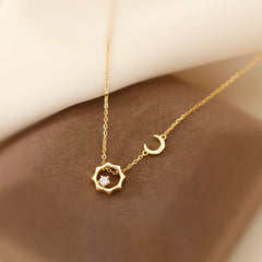 Moon Sun with Zircon Star Silver Necklace for Women