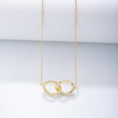 Geometric Twisted Double Clasp Sterling Silver Necklace for Women