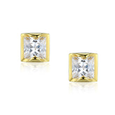 Princess Cut Zircon Silver Studs Earrings for Women