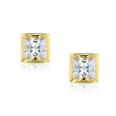 Princess Cut Zircon Silver Studs Earrings for Women
