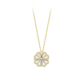 Two-wearing Design Zircon Lucky Clover Silver Necklace for Women