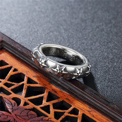 Row of Hexagonal Star Titanium Steel Ring for Men
