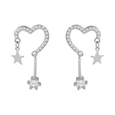 Love Star with Zircon Silver Drop Earrings for Women