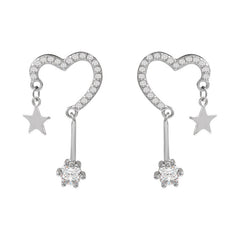 Love Star with Zircon Silver Drop Earrings for Women