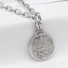 Halloween AmerIndian Skull Round Titanium Steel Necklaces for Men