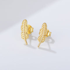 Mini Feather Silver Studs Earrings for Women