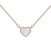 Mother of Pearl Heart Pendant Silver Necklace for Women