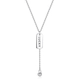 Lucky Letter Rectangle Brand Tassel Silver Necklace for Women