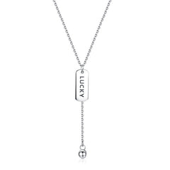 Lucky Letter Rectangle Brand Tassel Silver Necklace for Women