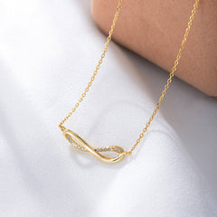 White Zircon Mobius Ring Pendant Silver Necklace for Women