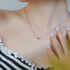 Mobius Ring Buckle Zircon Circle Silver Necklace