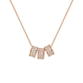 Three Zircon Ring Pendant Silver Necklace for Women