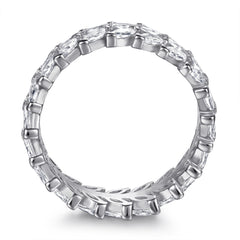 Full Row Marquise Zircon Leaf Silver Ring for Women