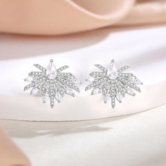 Pear Shape Zircon Firework Sterling Silver Stud Earrings