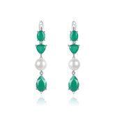 Natural Pearl Beading Silver Drop Earrings for Women