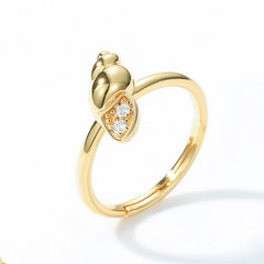 Conch Zircon Opening Sterling Silver Ring