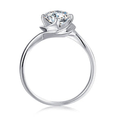 Twisted Arm Solitaire 1.0 Carat Round Cut Moissanite Engagement Ring