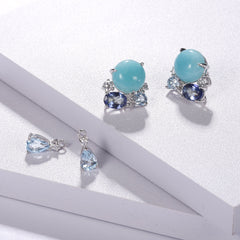 Luxury s925 Silver Natural Gem Stone Drop Earrings for Women