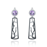 Natural Colourful Gemstone Winter Plum Sterling Silver Drop Earrings for Women