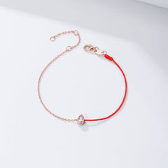 Water Drop Zircon Splice Colourful Rope Silver Bracelet for Women