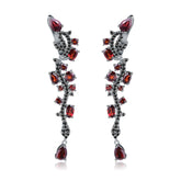 Italian S925 Silver Inlaid Natural Garnet Drop Earrings for Women