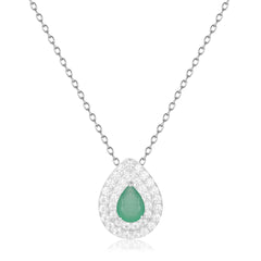 Luxury Soleste Halo Pear Drop Gemstone Necklace
