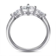 Princess Cut and Marquise Zircon Silver Ring