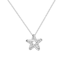 Five-pointed Star with Zircon Silver Necklace for Women