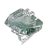 S925 Silver Natural Green Crystal Ring