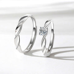 Twisted Grain Silver Couple Ring