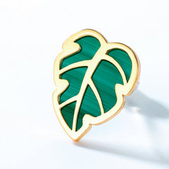 Malachite Turtle Shell Bamboo Leaf Sterling Silver Stud Earrings